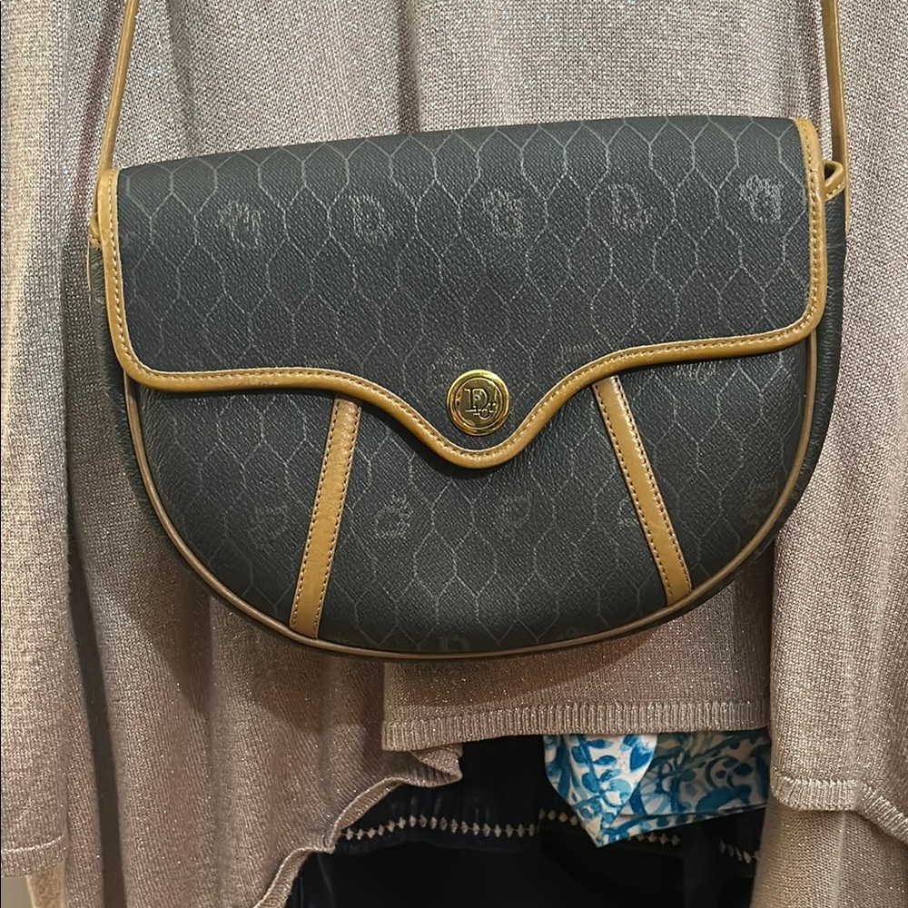 Dior Brown and Tan Crossbody Bag with Saddle Shape